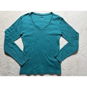 Tommy Hilfiger Women's V Neck Long Sleeve Active Top Size Medium